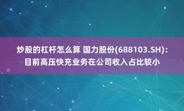 炒股的杠杆怎么算 国力股份(688103.SH)：目前高压快充业务在公司收入占比较小