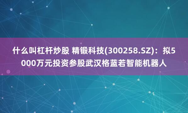 什么叫杠杆炒股 精锻科技(300258.SZ)：拟5000万元投资参股武汉格蓝若智能机器人